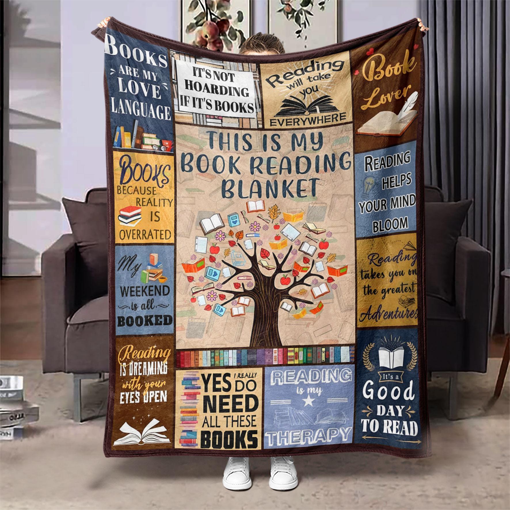 Book Themed Blanket, Soft Throw Blanket, Air-conditioned Room Blanket, Warm Nap Blanket, Blanket Gifts for Home Office Travel Camping