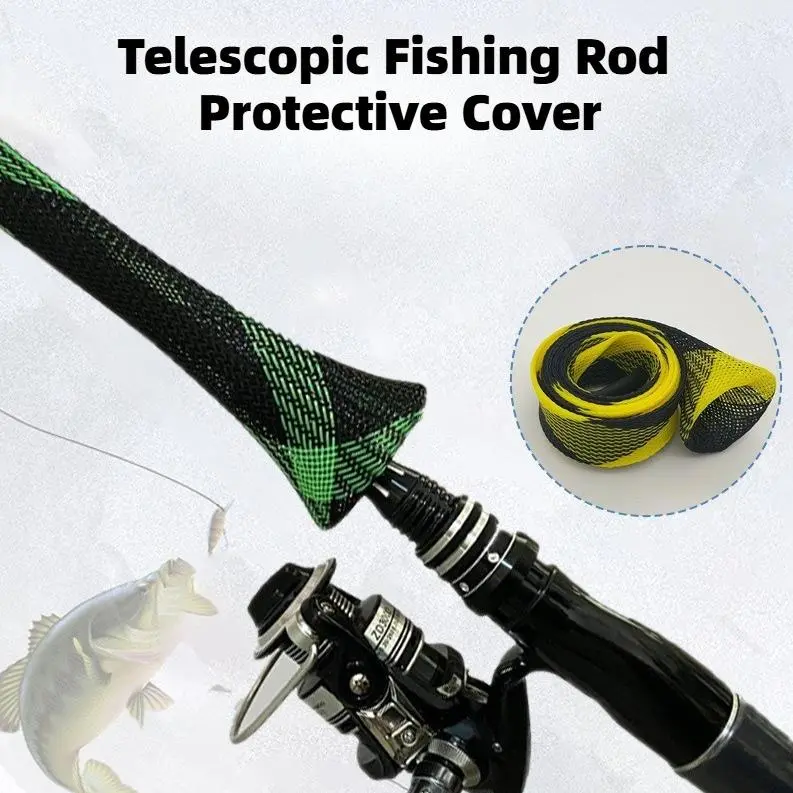 Woven Net Fishing Rod Socks, Flexible Fishing Rod Protector Cover, Flat & Pointed Design Rod Sleeve for Casting Spinning Sea Fishing Rods, Fishing Accessories