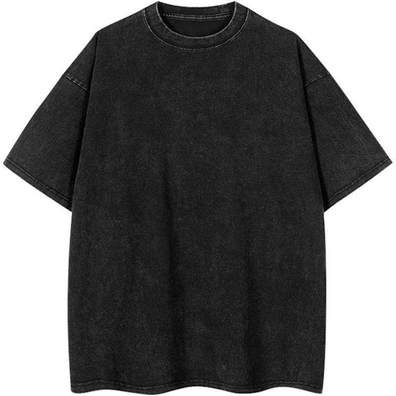 Women Fashion Retro Distressed Cotton T Shirt Casual Versatile Acid Wash Top Unisex Oversized Loose Fit Soft Clothes