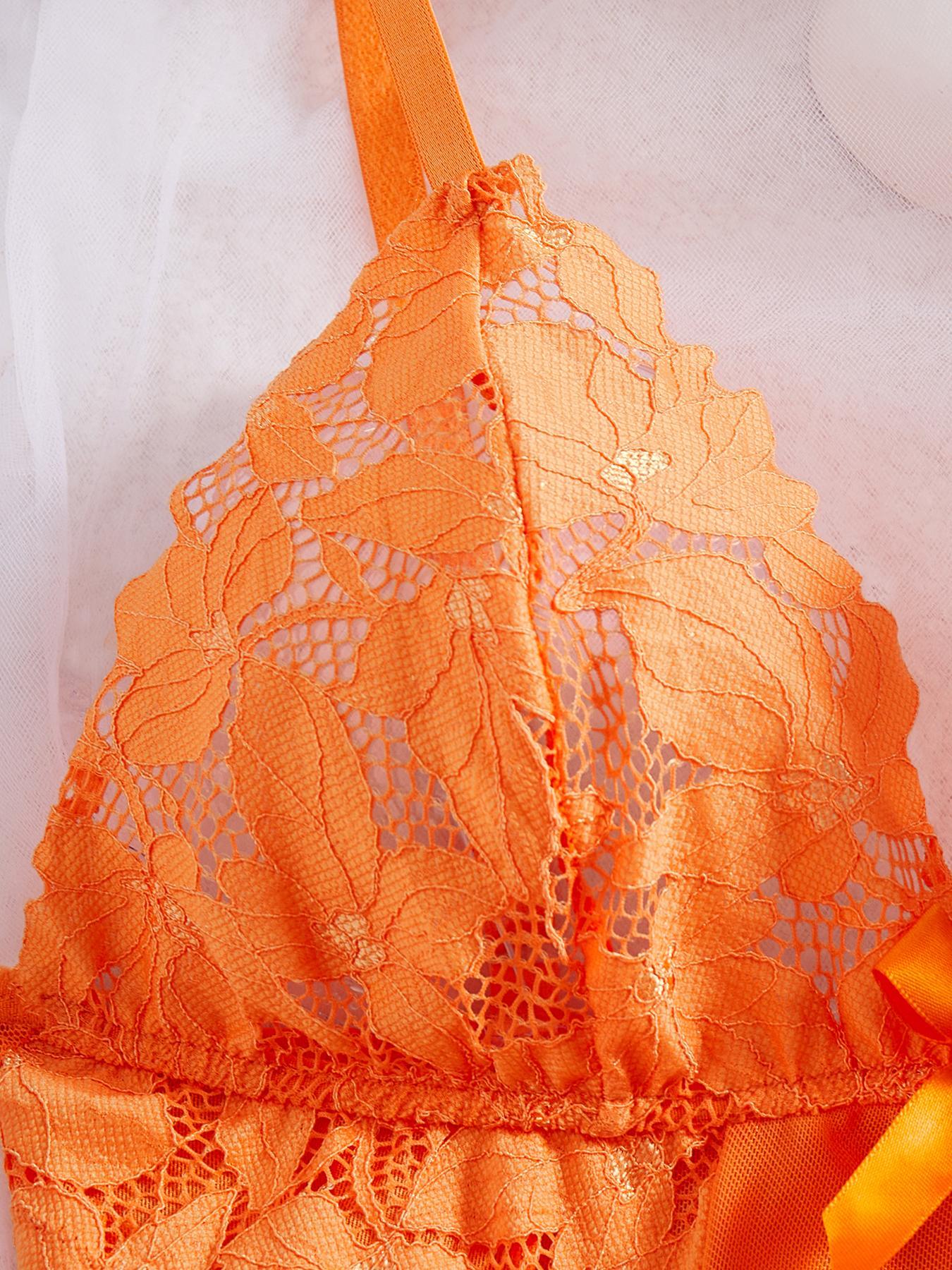 Women's 2pcs Bow Front Contrast Lace Mesh Cami Nightdress & Thong Set, Elegant Sexy Adjustable Spaghetti Strap Nightgown For All Seasons, Women Sexy Lingeries & Costumes For Daily Wear