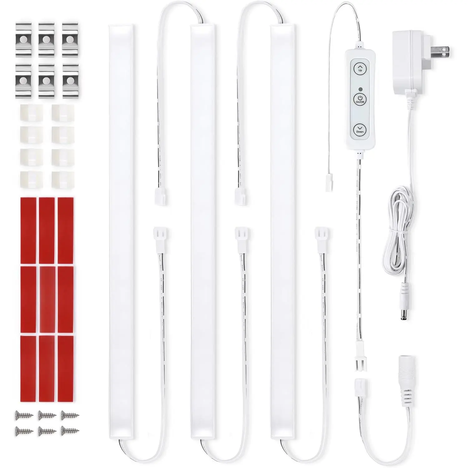 Under Cabinet Lighting Set Plug in, 3 pcs 12 Inches LED Light Bars. Super Bright Dimmable Linkable for Kitchen Undercabinet Counter Top Shelf Pantry Closet Display Lighting. Warm White 3000K