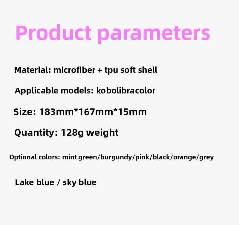 2024 KOBO Libra Color 7 Inch eReader Smart Case  TPU Fabric Cover for Android Tablet Compatible