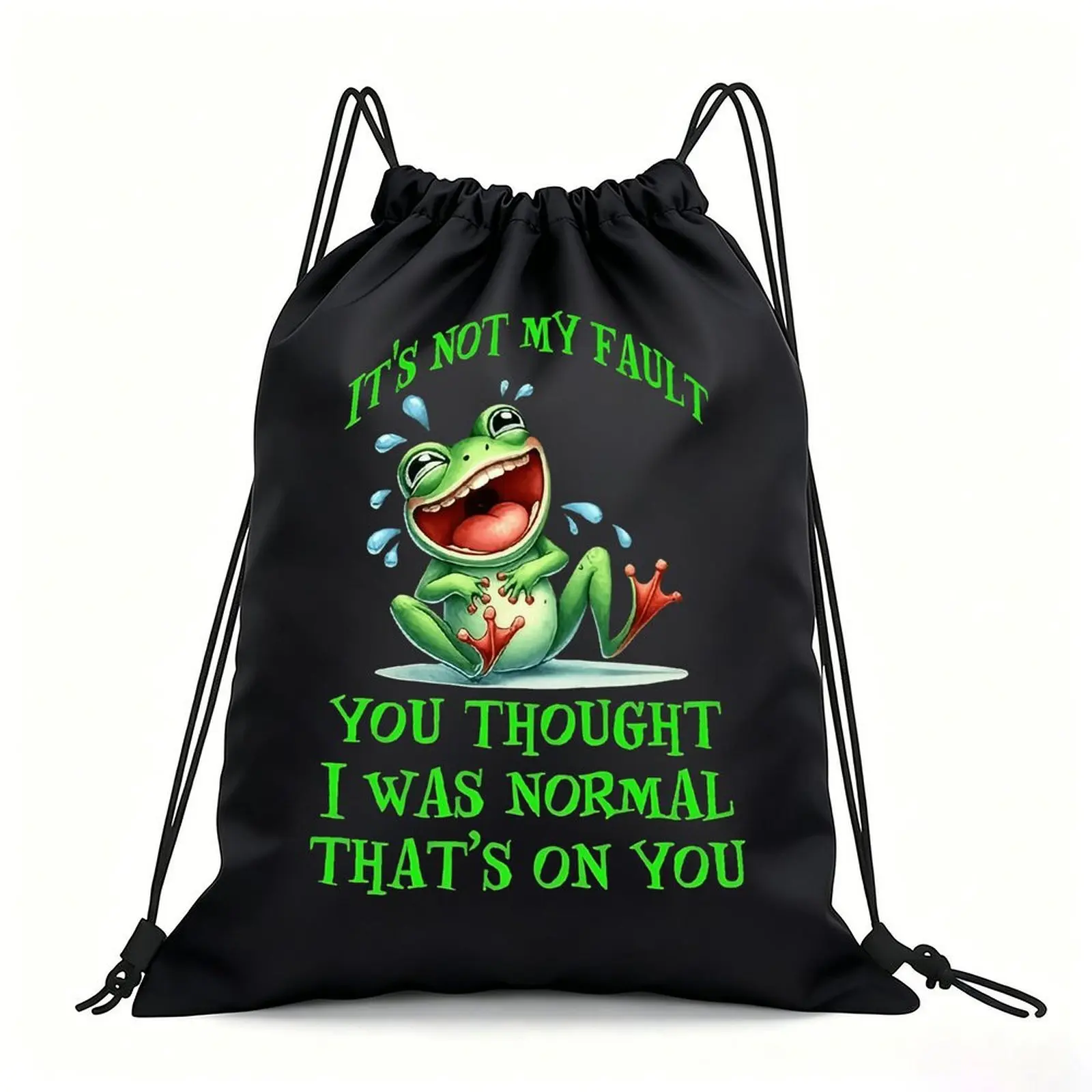 Portable Drawstring Sack Bag with Custom Graphic Print, Waterproof Polyester String Backpack for Gym Workout Swimming Hiking