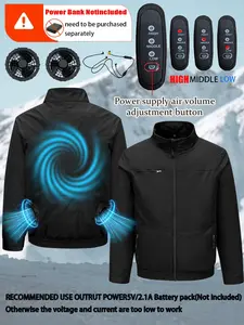 Summer 2 Fan Long Sleeve Air Conditioning Workwear Jacket, Sports Outerwear, 2 Fans 1 Speed Control Wire, Unisex, Outdoor Camping Fishing Indoor Use