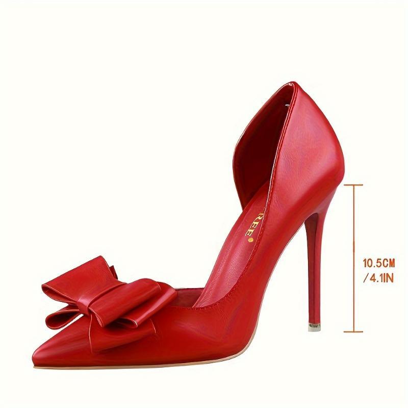 (New)Stunning Bowknot Stiletto Heels - Elegant Pointed-Toe Pumps with Cut-Out Side Design, Fashionable High Heel Shoes for Women, Chic and Sophisticated Party Wear, Perfect for Formal Occasions and Special Events Girl Pink Classy Heeled