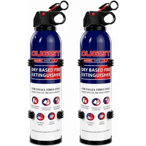 Portable Dry Chemical Fire Extinguisher for Home & Vehicle, Works on Grease & Electrical Fires, Easy for All Ages to Use, Ideal for Kitchen Car (2-Pack, 1.32lb Each)