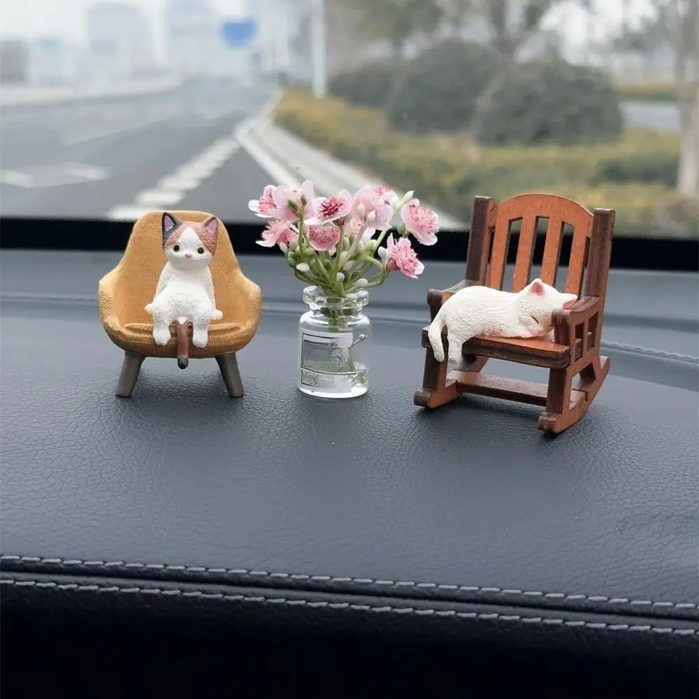 Kawaii Cartoon Kitty Car Accessories - Girly Resin Dashboard Ornament for Women, Stress-Relief Healing Decor, Christmas Birthday Gift, Accessories For Car, Girly Car Accessories