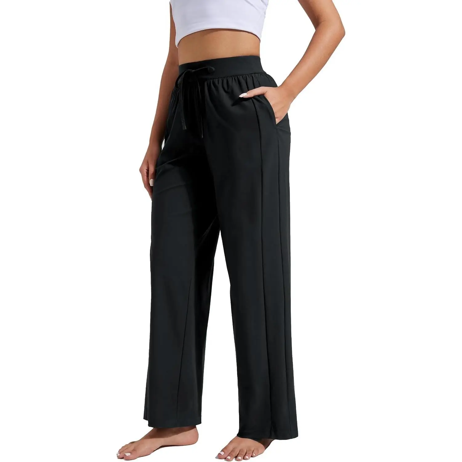 Women's UPF 50+ Sun Sweatpants - 30" High Waisted, Lightweight, Drapey, Baggy Wide Leg, Workout Joggers for Casual Lounge, Work