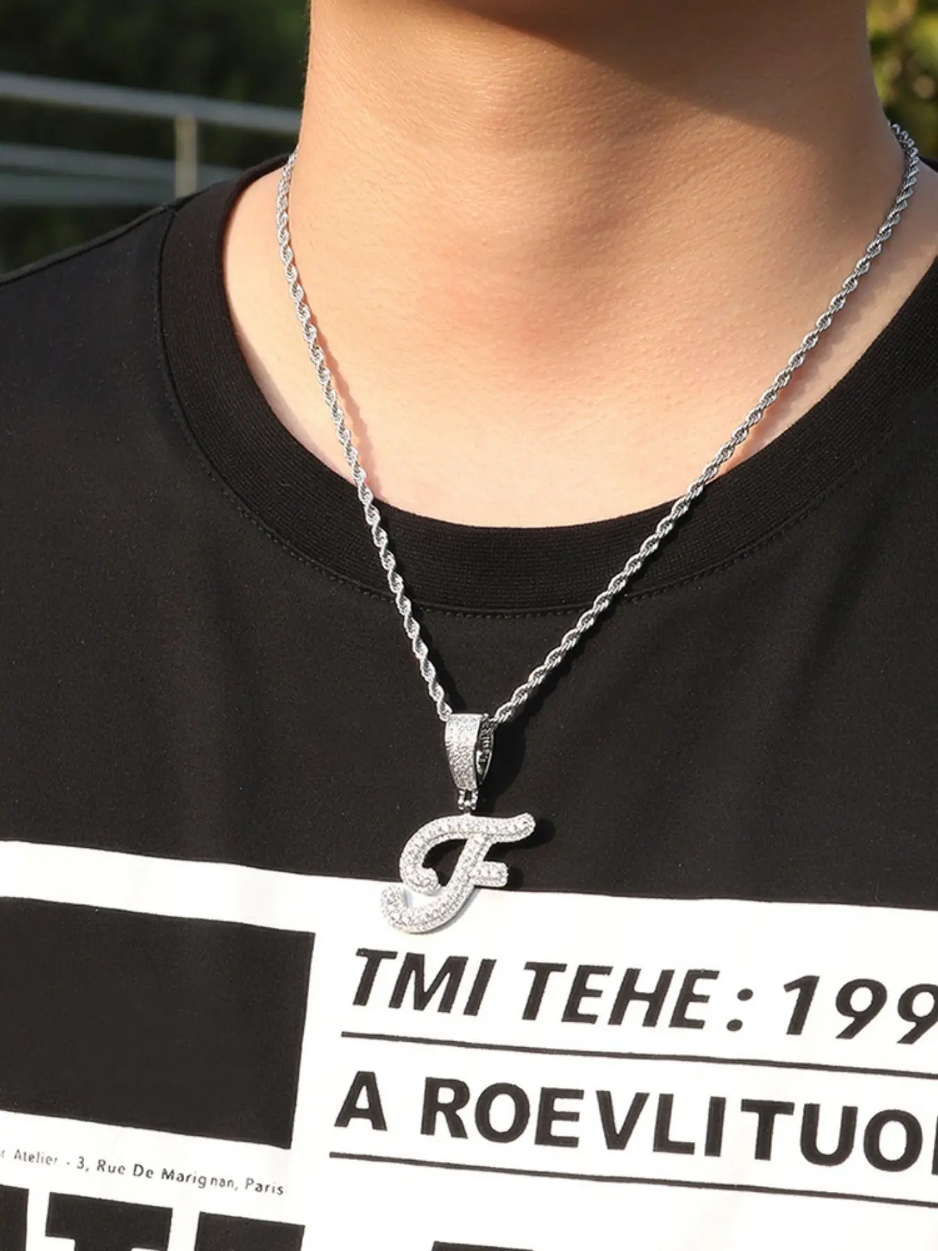 26 Letter Pendant Necklace, Fashionable Trendy Style, Full Zircon Embedded Elegant Choker, Unisex Daily Wear Layering Accessory