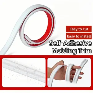 1m/39.37inch Self-Adhesive PVC Wall Molding Trim, Peel and Stick Decorative Strip, Easy Install for Walls, Cabinets & Ceiling Frames, Accent Wall Trim