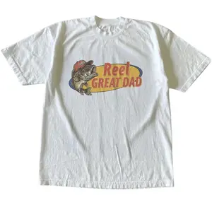 Reel Great Dad Fishing T-Shirt, Fish Shirt, Animal Tee, Gifts Shirt, Unisex Vintage Graphic Tees Gothic Grunge Y2k Emo Scene Amity Affliction Style Clothes Men Women Streetwear