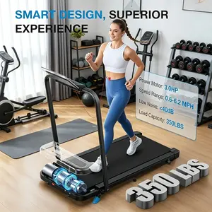 Foldable Treadmill with Incline, 320+ LBS Capacity Portable Walking Pad, Low Noise 3.0HP Smart Voice Control Treadmill with Handlebar, 4 Control Modes & Auto-Alignment Belt for Home Office Jogging Running
