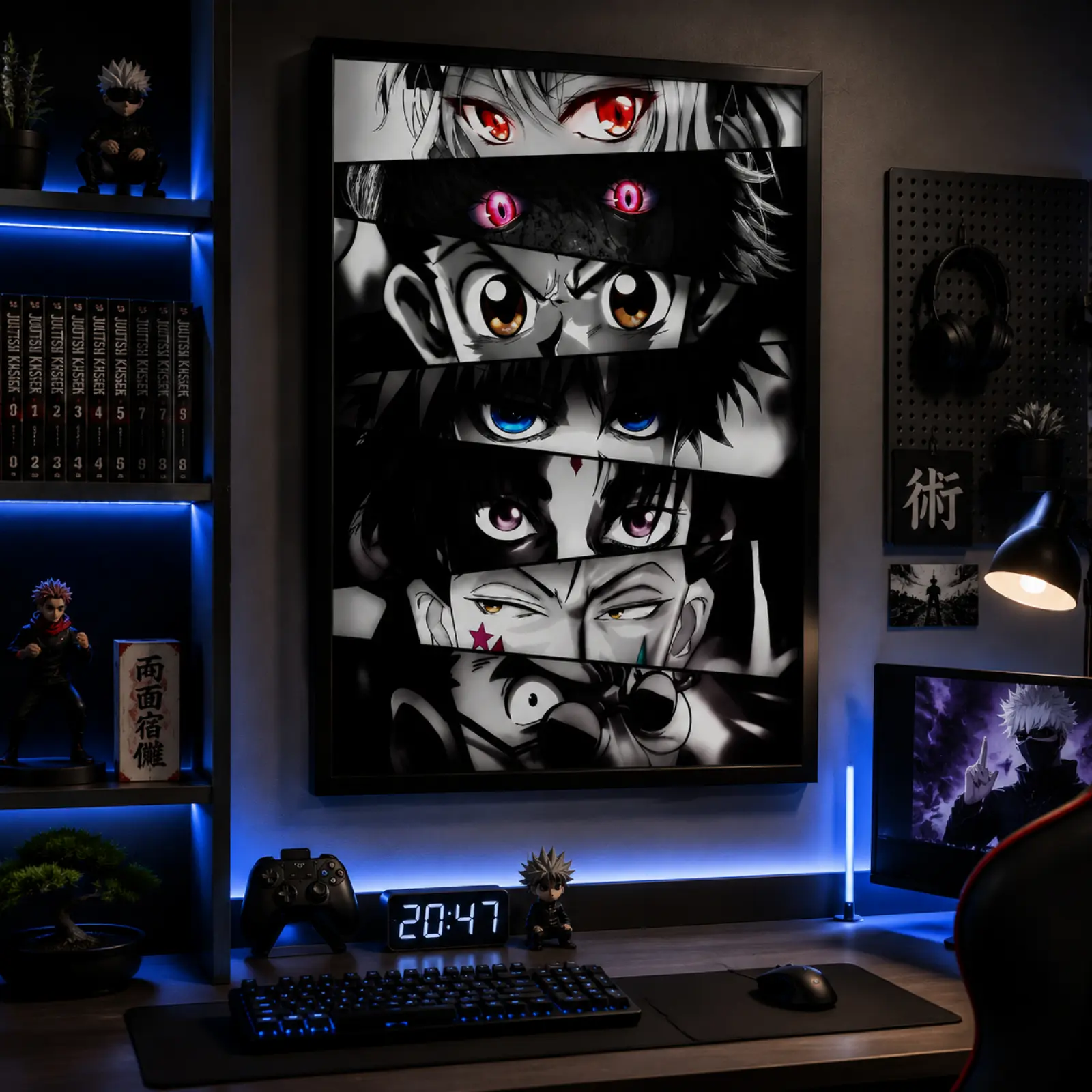 Hunter X Hunter Anime Eyes Wall Art Canvas Poster,Anime Wall Art,Quirky Hunter X Hunter Character Decor Gift Cool Anime Decor Print for Gaming Room,Otaku Wall Decor,Man Cave Wall Art