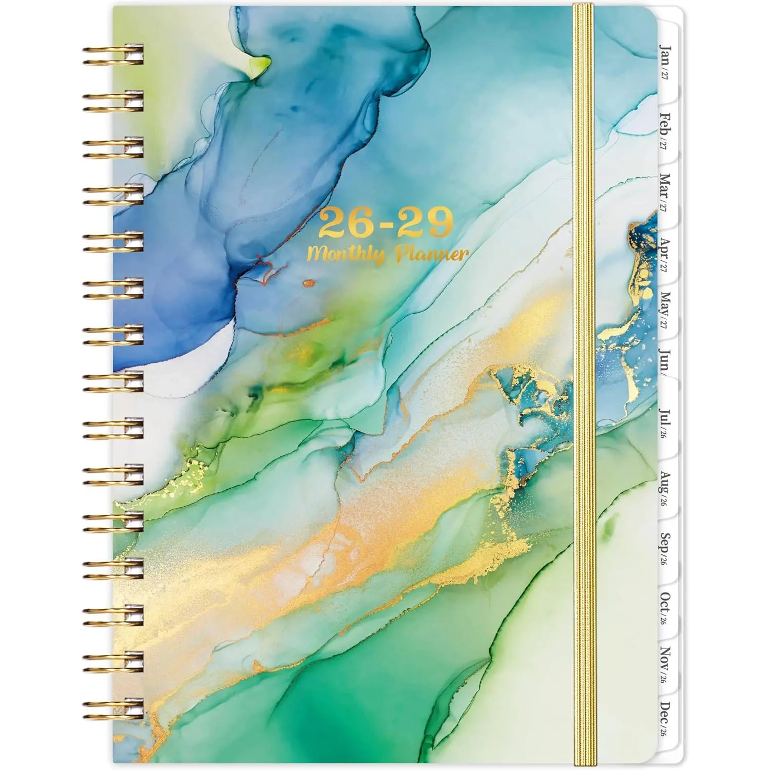 2026-2029 Monthly Planner-3 Year Monthly Planner, Jan 2027-Jun 2029, 6"x8" | 26-29 Monthly Calendar with Monthly Tabs - Green