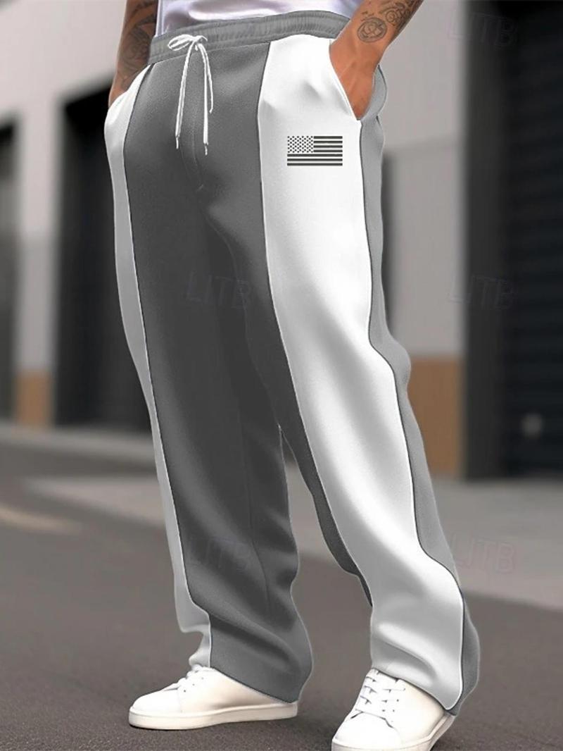Men's Regular Fit Colorblock Print Sweatpants, Casual Comfy Breathable Jogger Pants for Daily Wear, Men's Trousers for All Seasons, Athleisure Style Bottoms