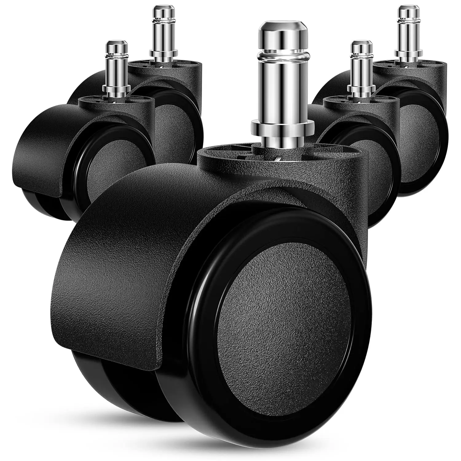 Office Chair Wheels , 5 count 2 Inch Office Chair Casters Heavy ,  Desk Chair Wheel Safe Mute Rotating Rubber Wheels for  Floors and Carpet,  Size Fits 99% by