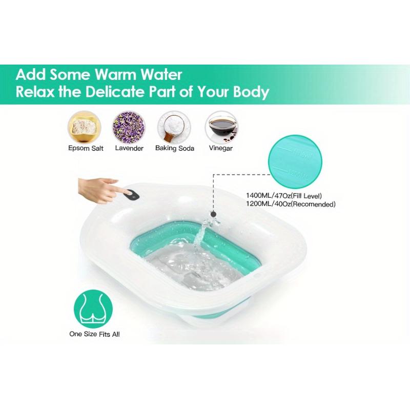 Electric Collapsible Sitz Bath | Comfortable Cleansing Bidet Seat with Adjustable Temperature for Ultimate Relaxation, Portable