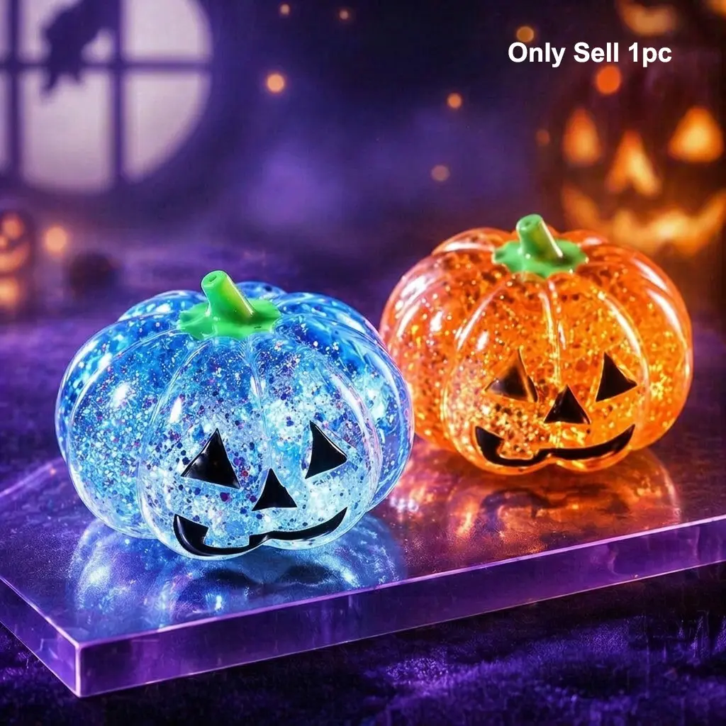 1Pc Halloween Glitter Pumpkin Squishy Toy, Aesthetic Jack-O-Lantern Maltose Gel Squeeze Ball, Slow Rise Stress Ball, Ultra Slow Rising Sensory Fidget Relief Toy For Teens Adults 12+, Spooky Office Desk Decor Anxiety Reducer, Festive Party Gag Gift