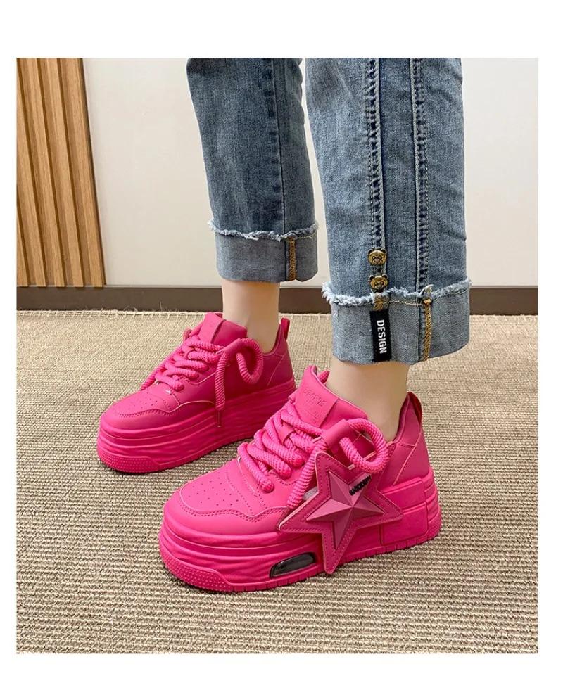 Platform Sneakers Women 2025 Autumn Fashion Star Personalized Designer Vulcanized Shoes Casual Running Street Skateboarding Shoes