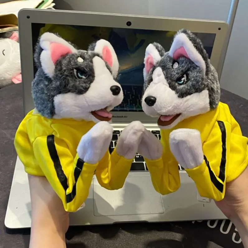 Kid Kung Fu Husky Gloves Toy Fighting Dog Boxing Hand Puppet Hand Finger Plush Doll Interactive Battle 1 2 Playeres Game Party