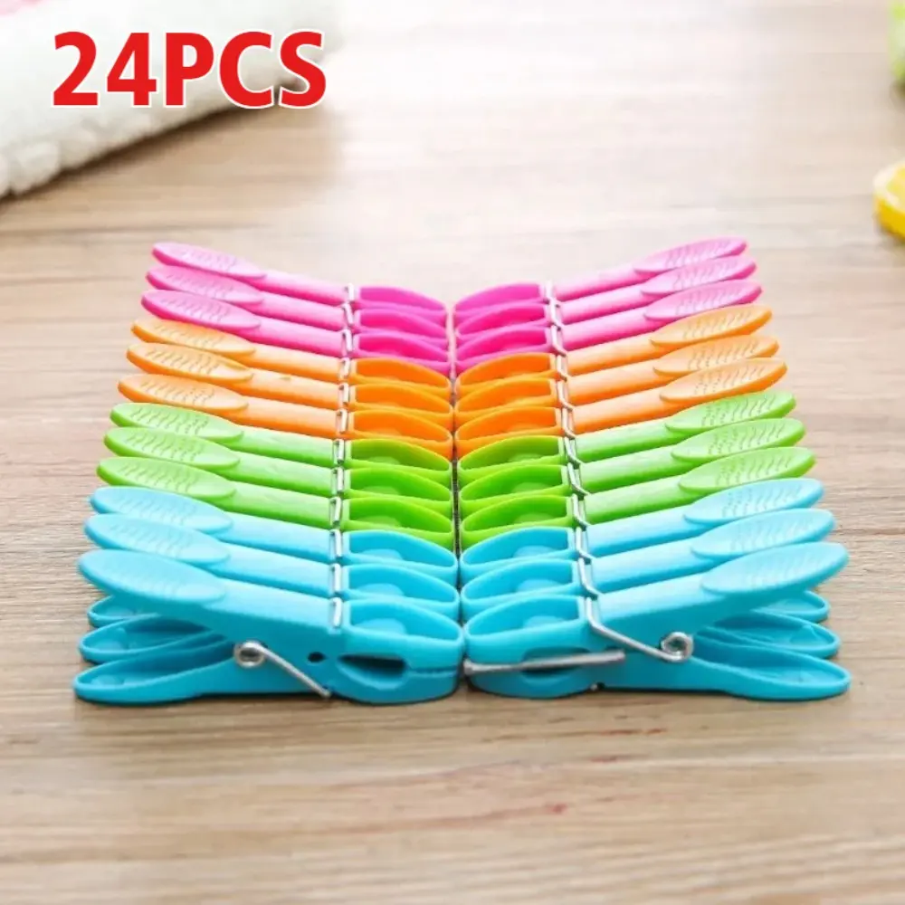 24Pcs multicolored Plastic Clothespins Hanging Pegs for Laundry Clothes Towel Clips with Home Storage Hooks Universal home clip