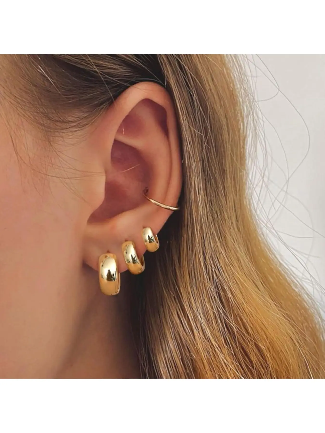 6pcs Small Chunky Golden Hoop Earrings for Women - Hypoallergenic Earrings for Sensitive Ears Earrings Set Thick Huggie Hoops Earring Stacks Jewelry