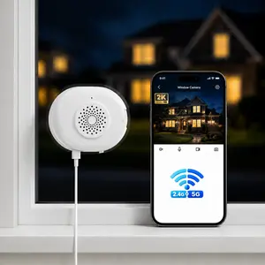 2K Smart Window Camera, 5GHz & 2.4GHz WiFi Indoor Home Security Camera, Full Color Night Vision, Anti-Glare View, Motion & Person Detection, 24/7 Recording, TF Card & Cloud Storage,Easy Stick Mount (USB Powered Plug-in)