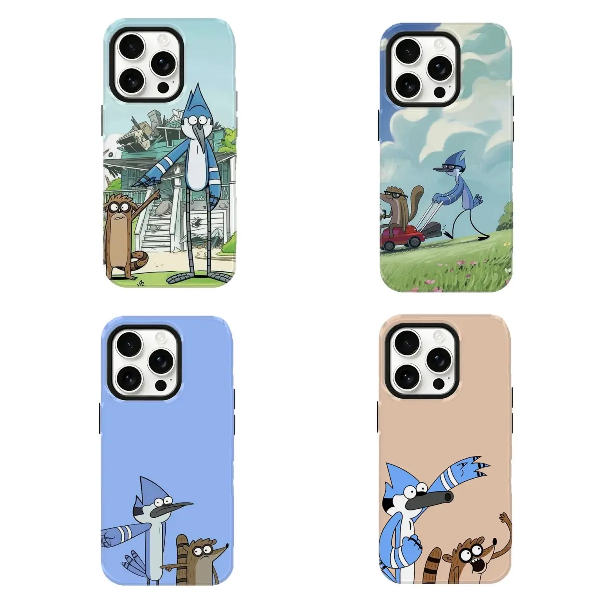 Viral Throwback Regular Show Custom Phone Case - Mordecai & Rigby Classic Cartoon Scene Print Hard Case, Wireless Charging Compatible, Shock-Resistance Protection Accessories for iPhone 17 Pro Max,16-11 & Samsung S22-S26 Ultra, Ideal Gift for Him/Her
