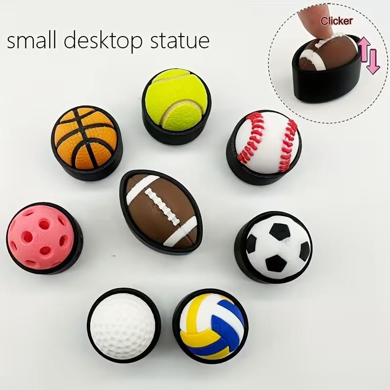 3D Printed Ball Clicker Keychain Basketball Soccer Fidget Toy Bag Charm Stress Relief Pendant