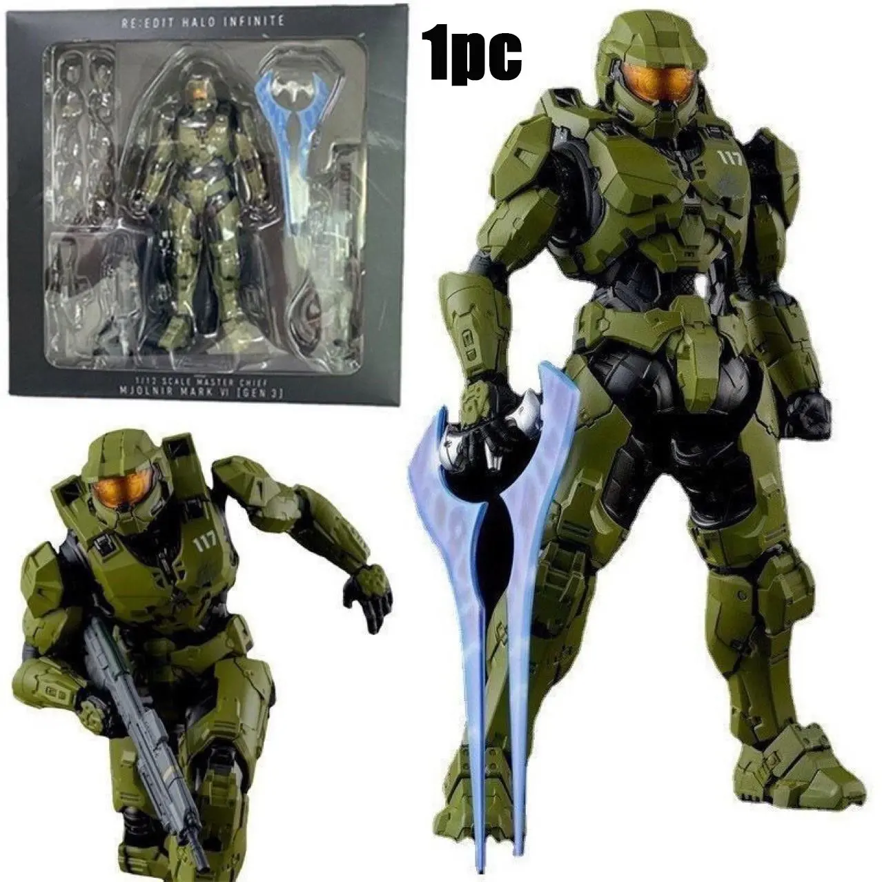 Halo Master Chief Action Figure, Collectible Model Toy, Perfect Gift for Birthdays and Parties, Detailed Halo Infinite 12 Poseable Figure Figurines