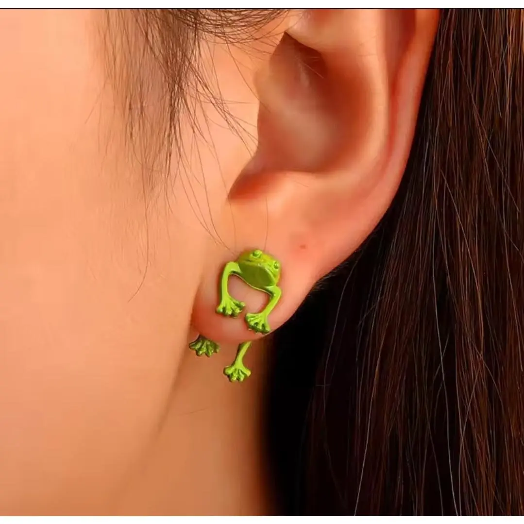 Women's Fashion Jewelry Frog Earrings 2 pc Green Color Earring 16-2