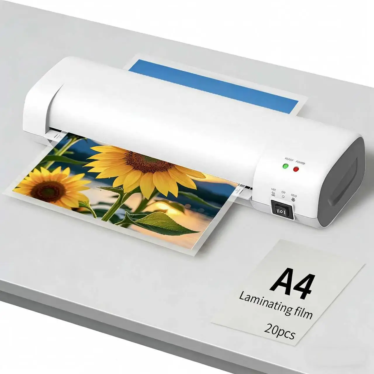 A4 Thermal Laminator Machine, Abs Anti-Jamming, Suitable for Thin and Thick Paper, Includes Trimmer, Corner Flag, Puncher, 15 Lamination Sheets