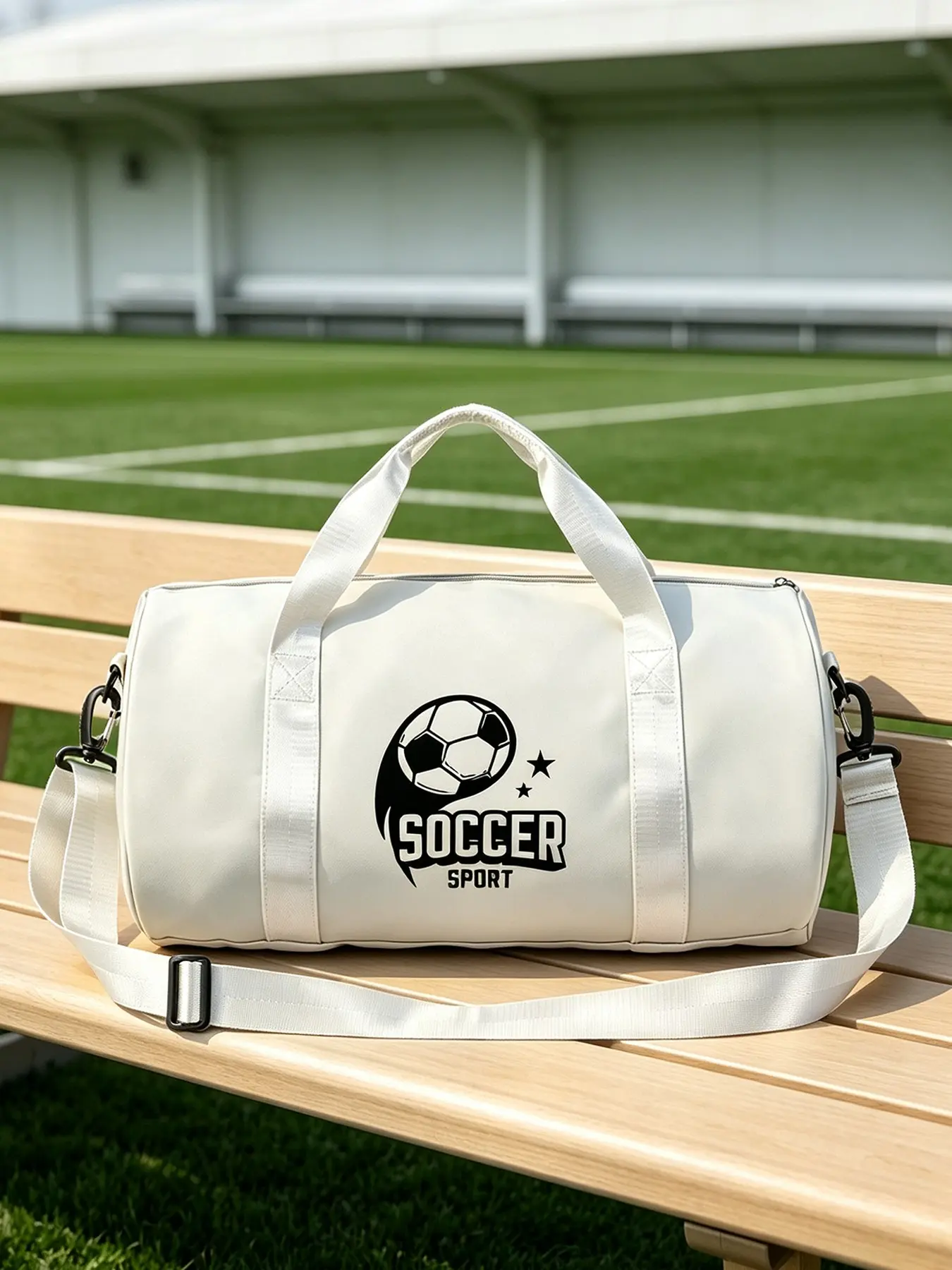 Football Print Foldable Large Capacity Sports Bag, Travel Bag, Handheld Crossbody Backpack, Training Gym Bag, Daily Commute & Light Fitness