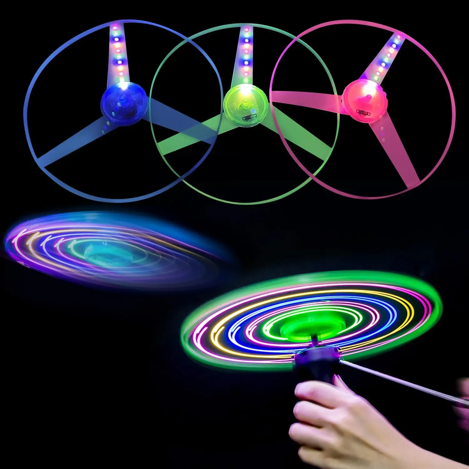 4 Sets LED Flying Set, Fun Flying Saucers Toys for Kids with Flashing Lights, Flying Toy Outdoor Toys Glow in The Dark Party Supplies Party Favors for Kids 4-8 8-12fidget toys