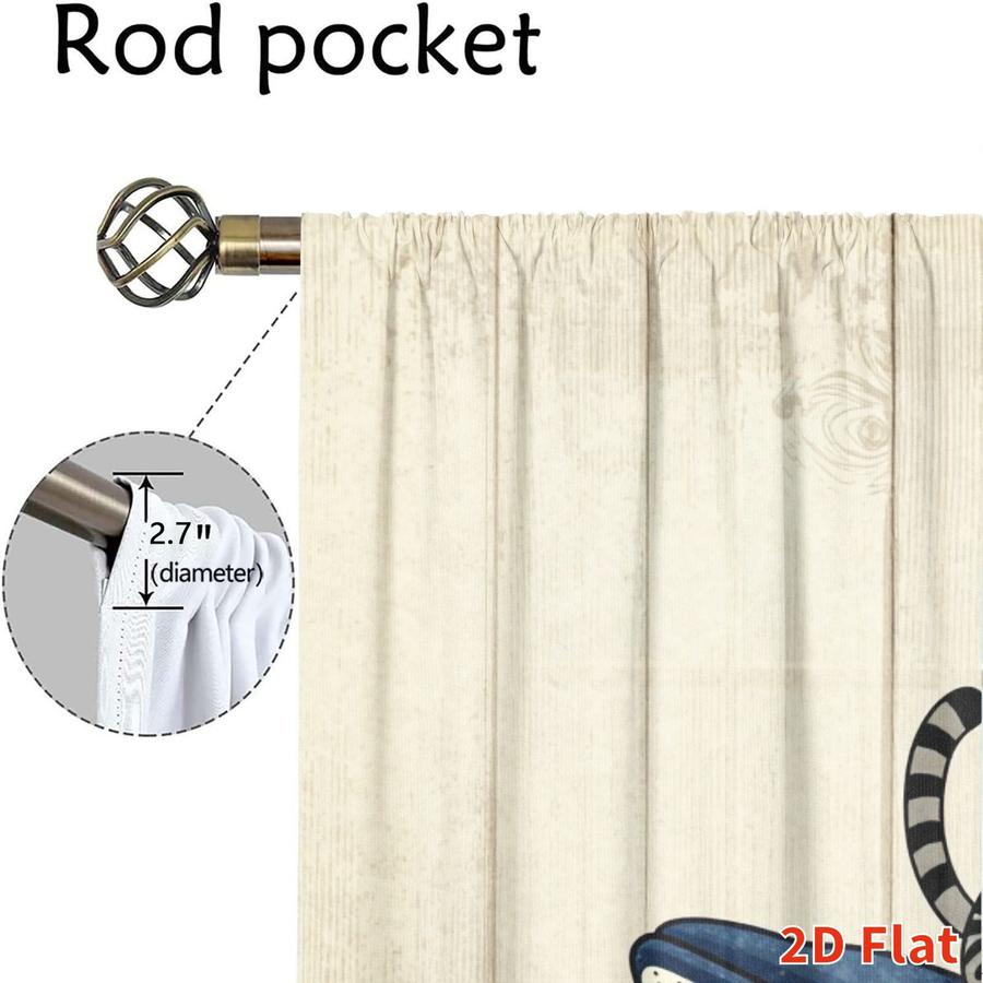 2Pcs Japanese Style Cat Whale Wave Pattern Sun Blocking Curtains Digital Printed Rod Pocket for Bedroom Office Kitchen Living Room Study Home Decor Soft Light Filter Easy Installation