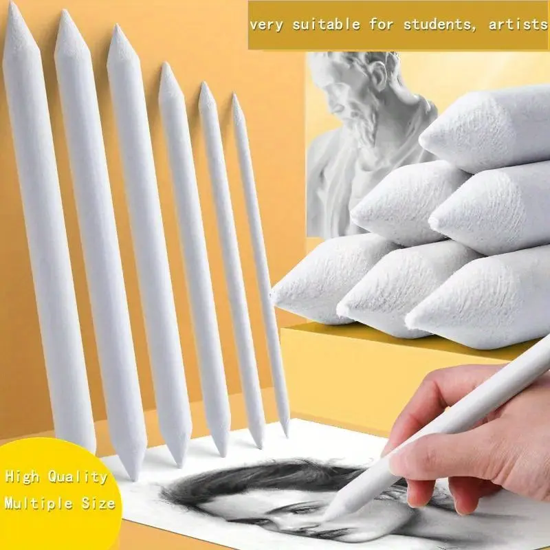6pcs Blending Stumps and Tortillions Paper Art Blenders Sandpaper Pencil Sharpener Pointer for Artist Charcoal Sketch Drawing Tools