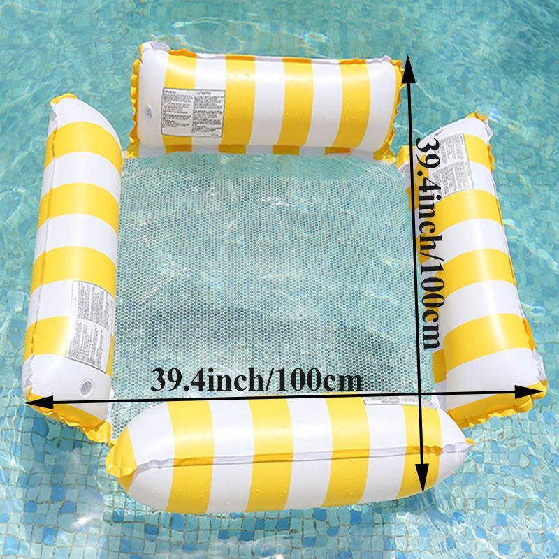 Inflatable Pool Hammock, Foldable Striped Floating Chair & Water Hammock Pool Float Lounge for Outdoor Swimming Pools (Without Pump) # GLOBAL PICKS