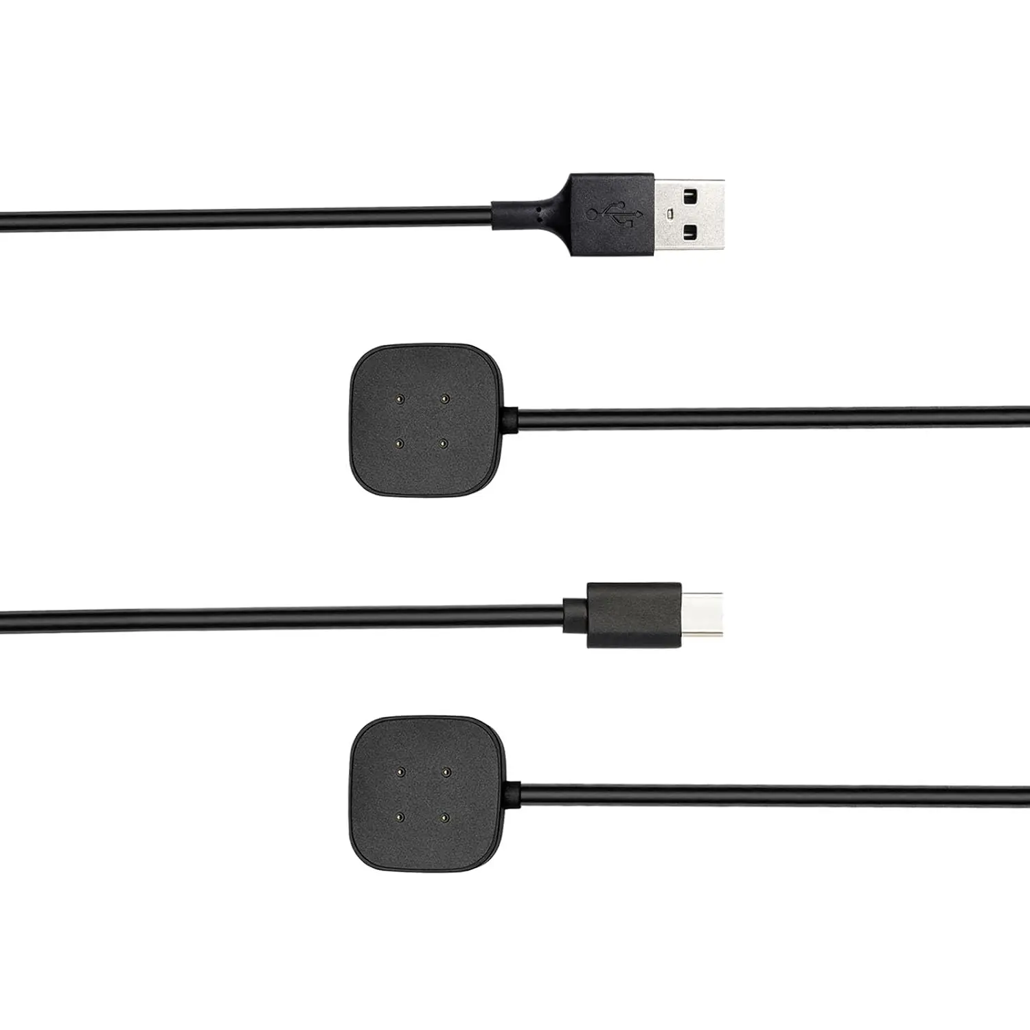 2-Pack Charger for  Sense/Sense 2 / Versa 3 / Versa 4,     Compatible with  Sense 1/2, USB  Cord for Versa 3/4  Watch 【100cm / 3.3ft】