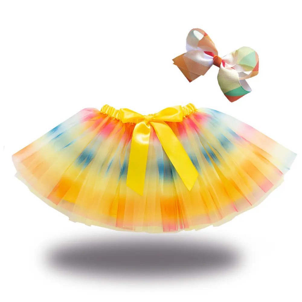 Girls Star Print Elastic High Waist Bubble Skirt with Bow Hair Clip Cute Summer Fall Outfit