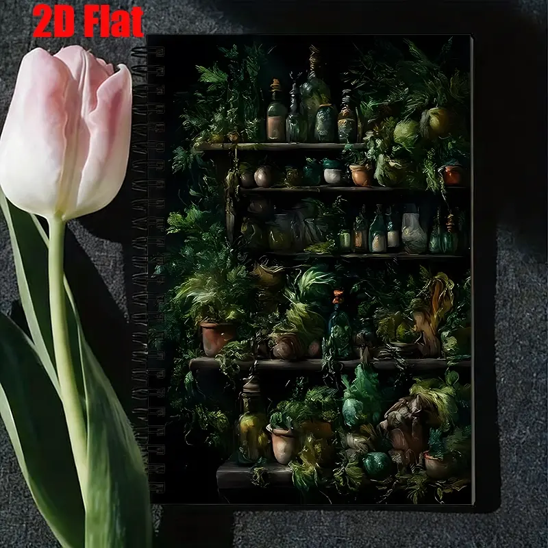 1 Spiral Coil Notebook 5.7x8.26 inch, Vintage Botanical Art Cover, High-Quality Lined Pages, Durable Binding, Ideal for Gardening Journal, Nature Observation Notes, Housewarming Gift, Birthday Present for Plant Lovers, Daily Planner for Garden En