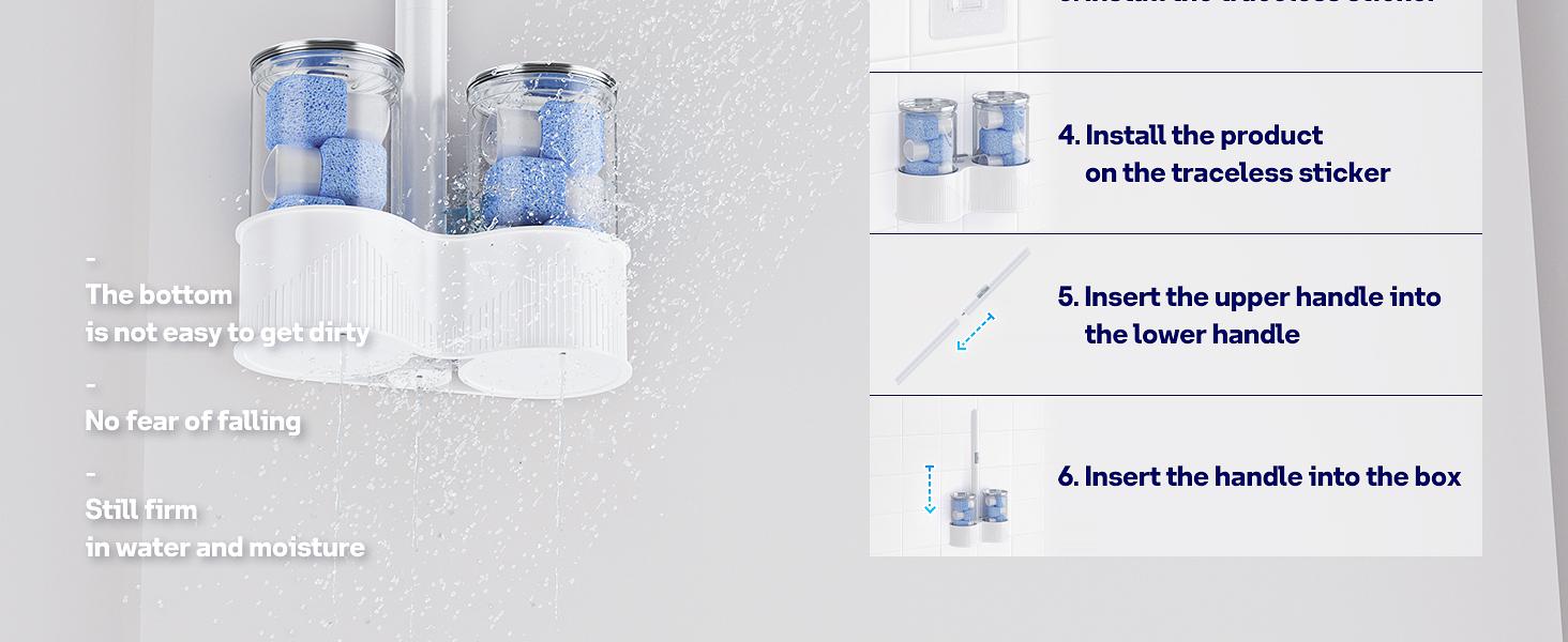 8 Pack Pumice Stone Toilet Bowl Set with 18 in Extra Long Handle,White Holder Case,Pumice Stone for Cleaning, for Cleaning Toilets, Bathtubs, Grills, Swimming Pools, Sinks