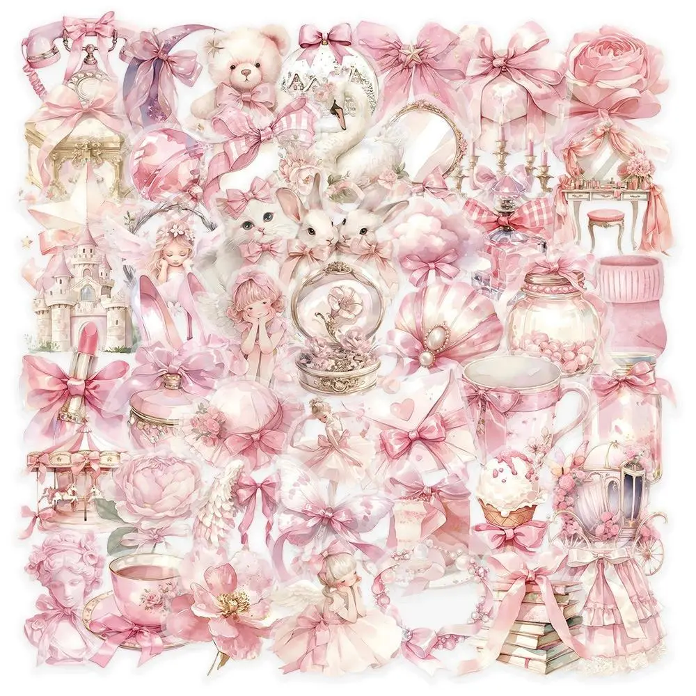 50pcs INS Style Cute Aesthetic Graffiti Stickers Cartoon Transparent Decal DIY Notebook Phone Waterproof Decoration Sticker Pack