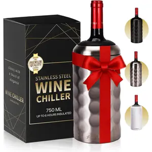 750ml Stainless Steel Wine Chiller Double-Walled Vacuum Insulated Keeps Wine Cold 6+ Hours Fits Most Champagne Bottles Perfect Gift for Wine Lovers