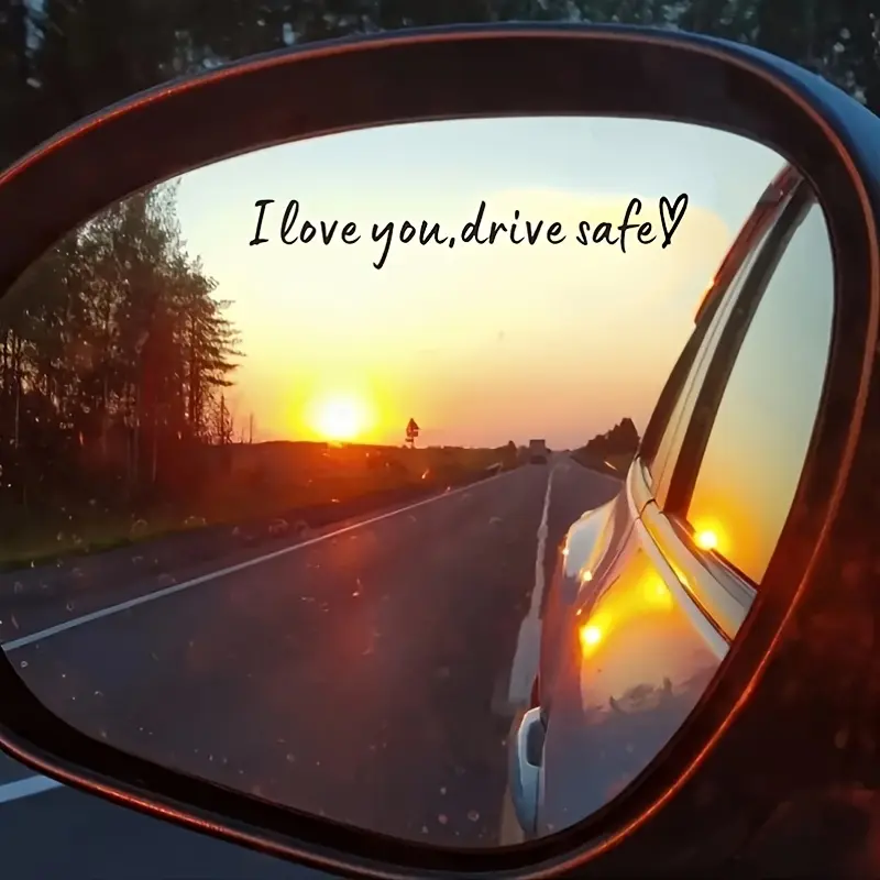 2PCS/SET Gentle Confession "I love you, drive safe" Safety Reminder Sticker For Cars, Car Accessories, Automotive Decals, Car Stickers, Automobile Decals - For car rearview mirrors, backpacks
