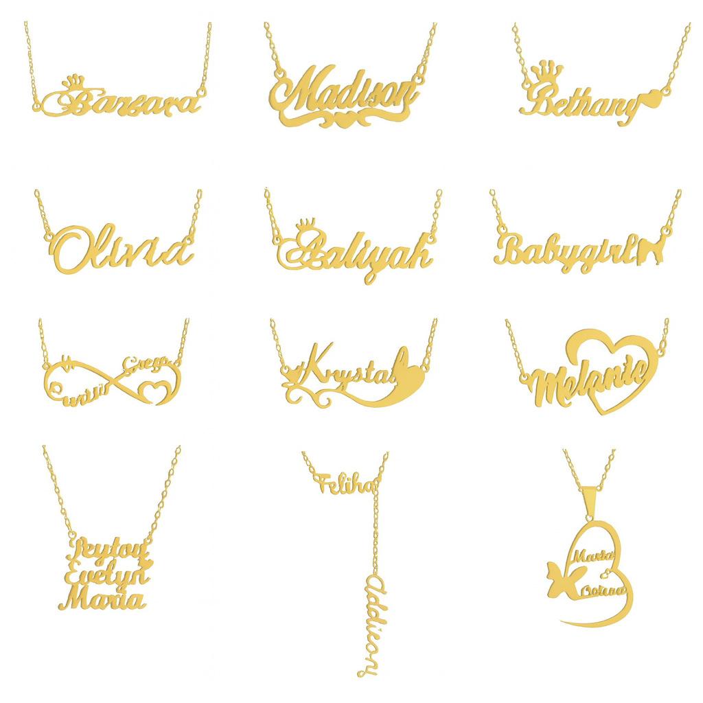 Personalized Multiple Name Pendant Necklace, Stainless Steel Custom Name Necklace, Unique Mother's Day Gift for Women