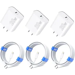 for iPhone 14 13 12 11 Charger Fast Charging [MFi Certified], 3-Pack 20W PD USB C Wall Charger Block with 6.6ft USB C to Lightning Cable Compatible with iPhone 14 Pro Max/Pro/Plus/Mini/iPad & More