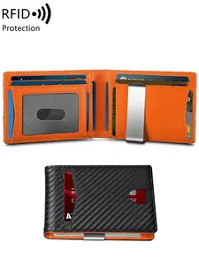 Slim Men's Minimalist Double Fold Wallet, RFID Shielded, Gentleman's Note Holder, With ID Card Window And Note Holder, Elegant And Orderly Storage Of Credit Cards, Perfect Gift For Him, Christmas Gift, Valentine's Day Gift, Ideal Gift, Father's Day Gift