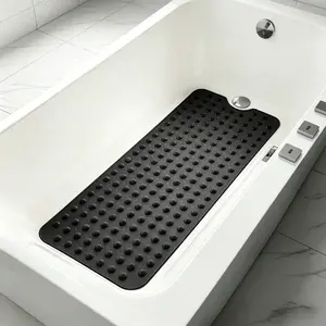 Viral Extra Long Non Slip Bathtub Mat with Suction Cups and Drain Holes, Soft Cushioned PVC Shower Mat for Your Family Safety, Machine Washable Quick Dry Bath Mat That Stays Firmly in Place Even Under Soapy Water, Perfect for Elderly Kids and Pets
