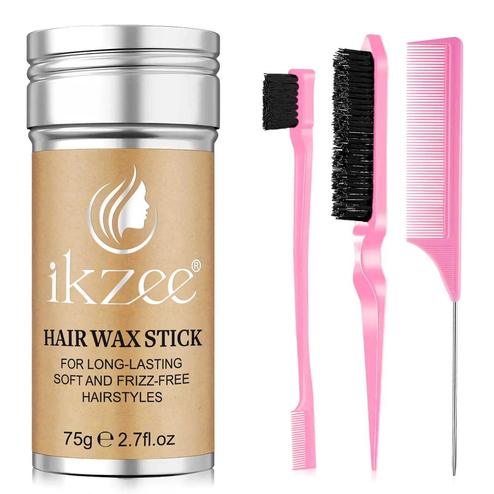 Hair Wax Stick for Smooth, Frizz Free Styling Ponytails and Updos, Unisex Hair Styling Accessory Set, Heatless Hair Control and Shaping Gel