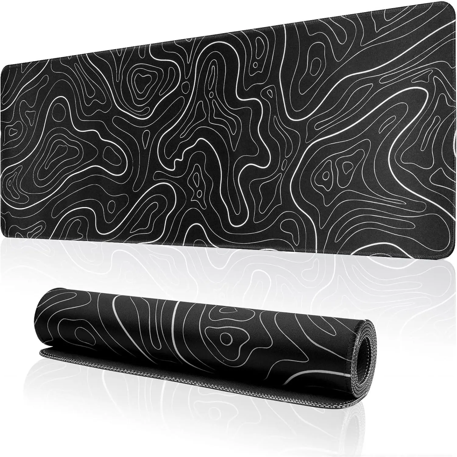 Large Gaming  Pad for Desk, Black Topographic  Pad Desk Mat for Gaming Office, Long XL  Pads Keyboard Pad Desk Pad for  Laptop 31.5''x11.8''